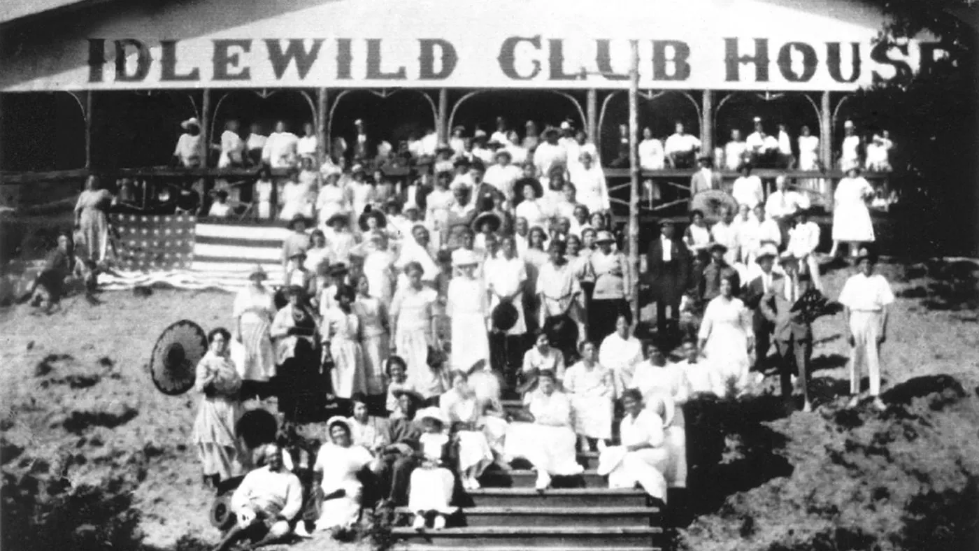 historic photo of people outside the Idlewild Club House
